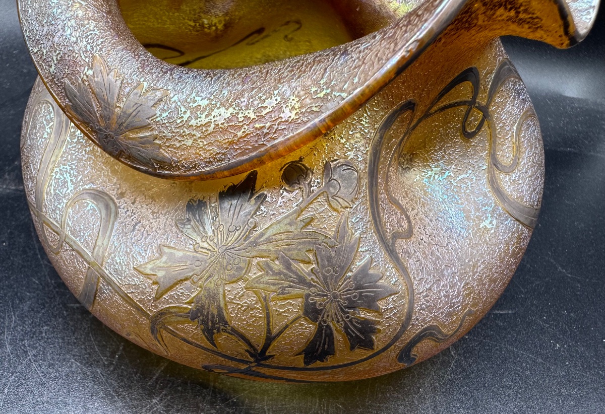 LOETZ Austria - Paire de vases Art nouveau dégagés à l'acide puis argentés-photo-4