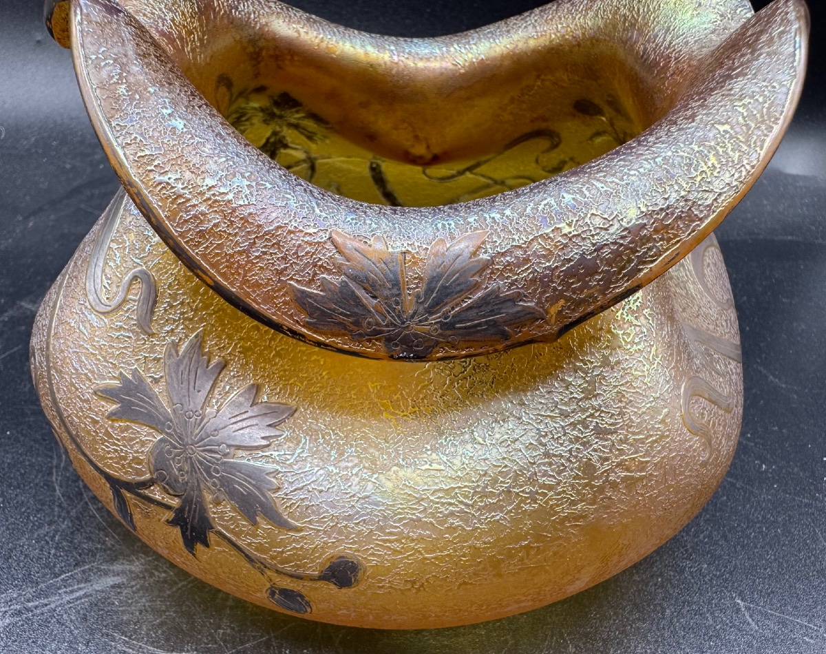 LOETZ Austria - Paire de vases Art nouveau dégagés à l'acide puis argentés-photo-2