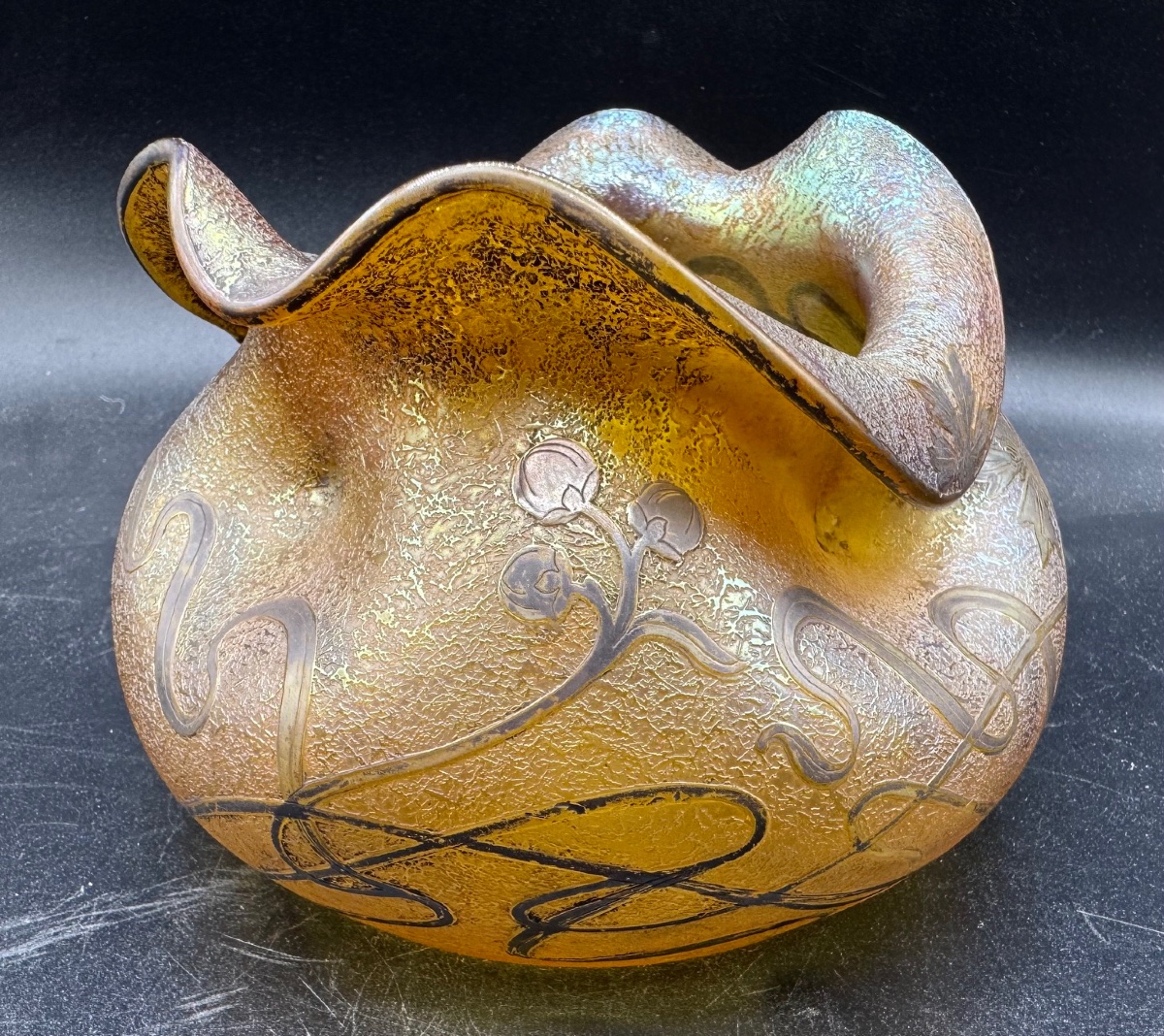 LOETZ Austria - Paire de vases Art nouveau dégagés à l'acide puis argentés-photo-3