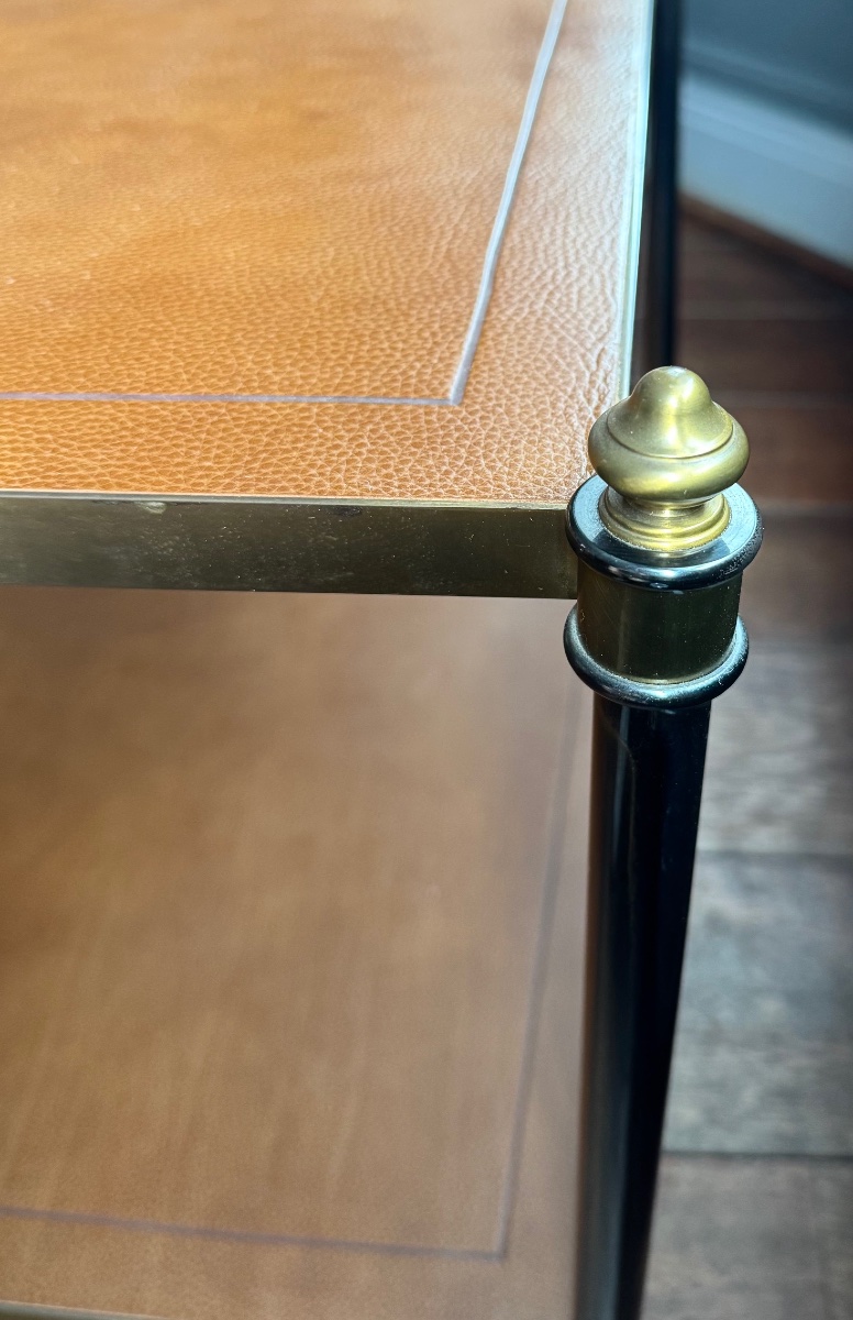 Maison Baguès Paris - Metal And Leather Coffee Table-photo-4