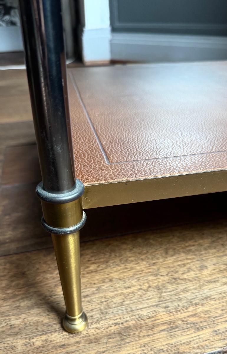 Maison Baguès Paris - Metal And Leather Coffee Table-photo-1