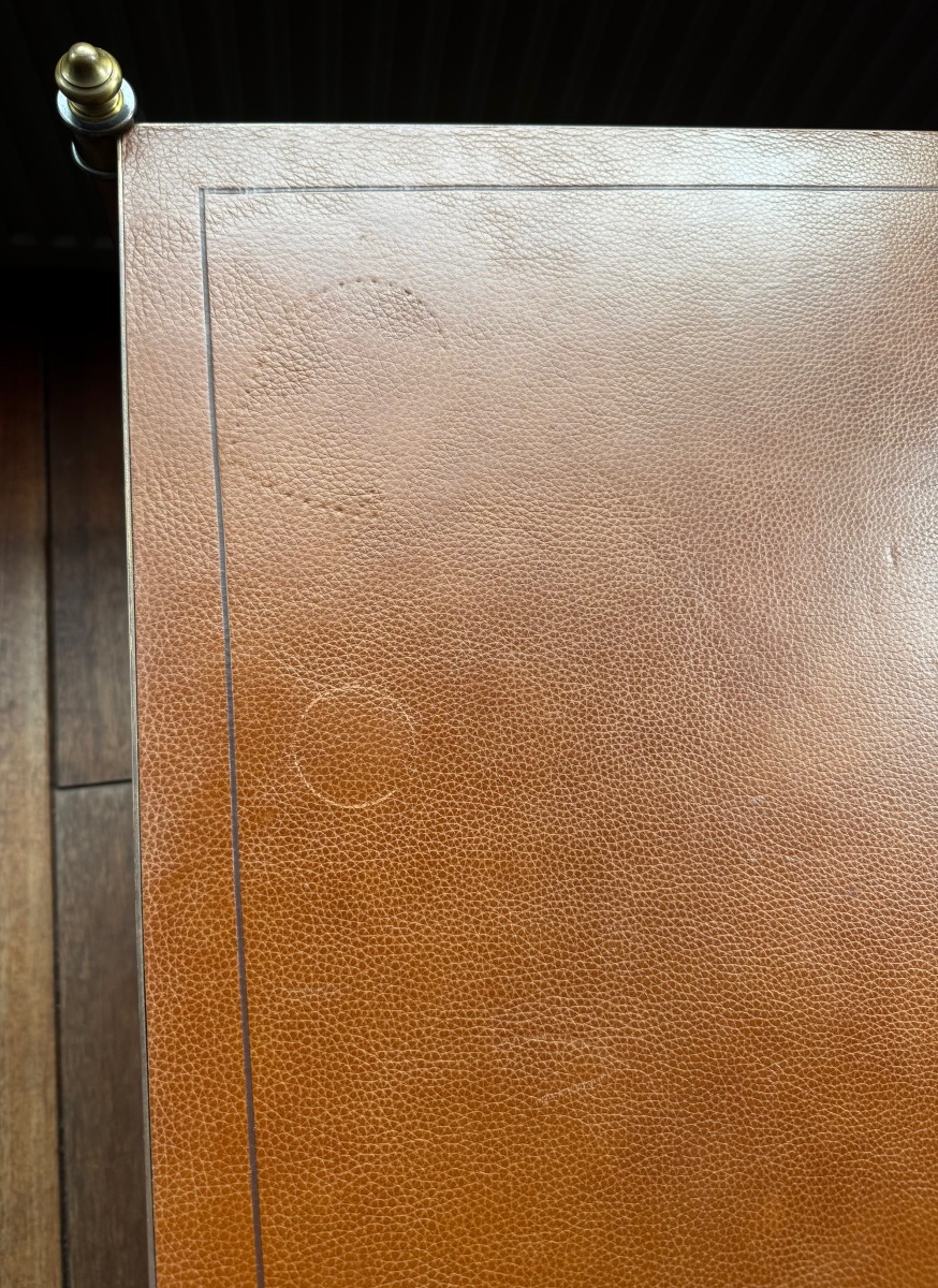 Maison Baguès Paris - Metal And Leather Coffee Table-photo-3