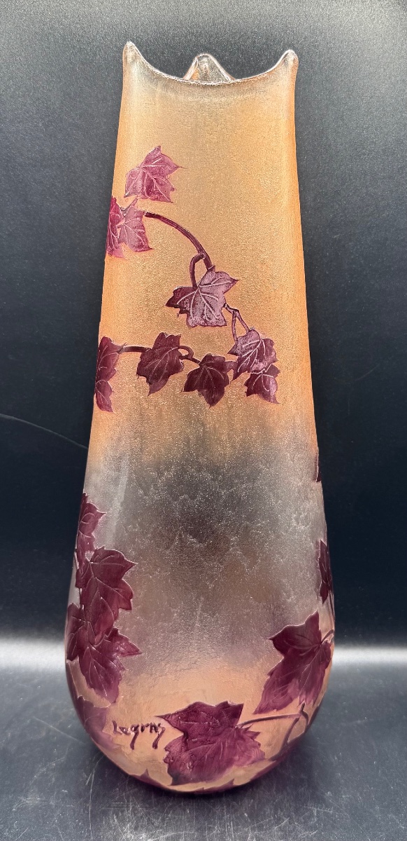 François Théodore Legras - Large Vase With Virginia Creeper Design - Hot-drawn Spouts-photo-2