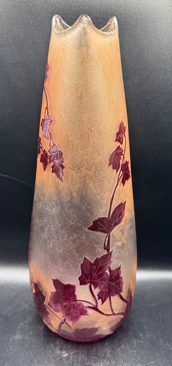 François Théodore Legras - Large Vase With Virginia Creeper Design - Hot-drawn Spouts-photo-3