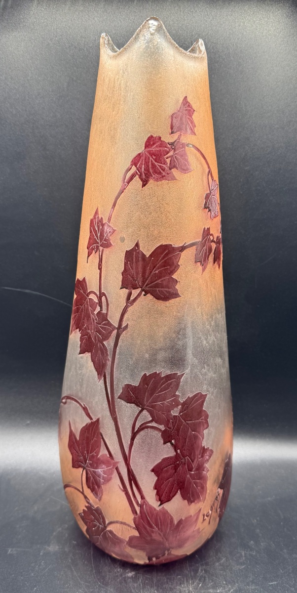 François Théodore Legras - Large Vase With Virginia Creeper Design - Hot-drawn Spouts