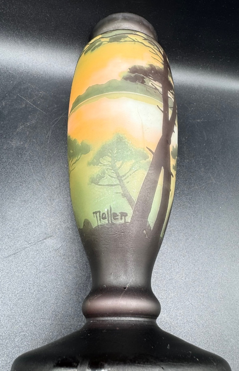 Muller Frères - Vase With A Lake Landscape Design-photo-3