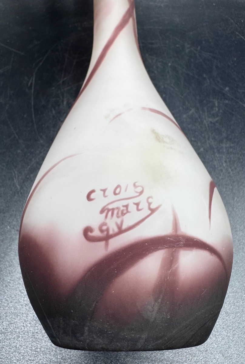 Croismare - Muller Frères - Multilayer Glass Bottle/carafe With Iris Design-photo-3