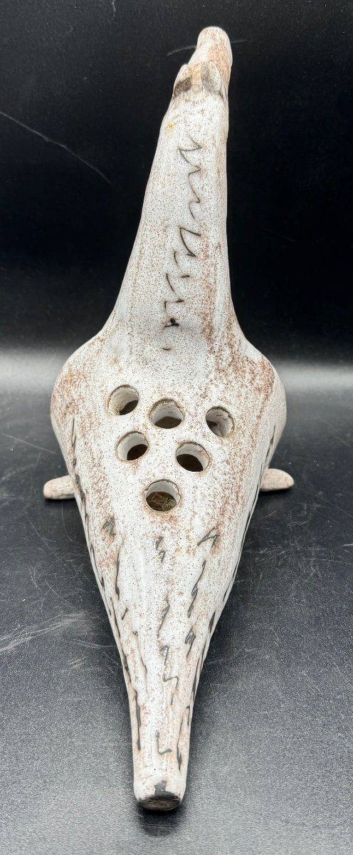 Albert CAMOS Vallauris - Pique-fleurs zoomorphe en céramique émaillée-photo-1