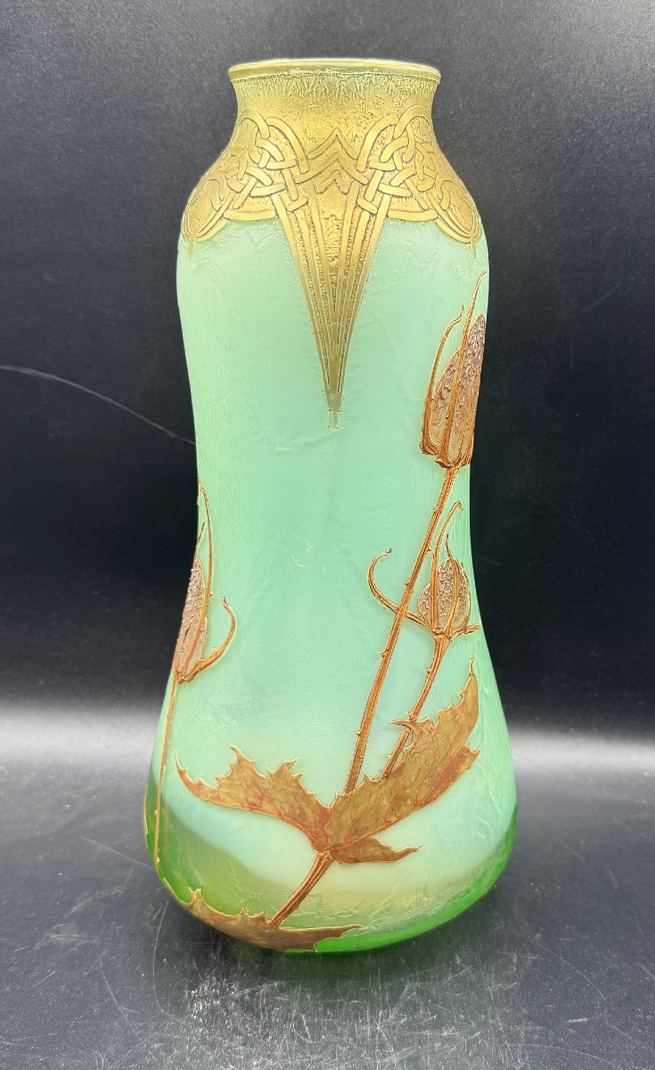 Montjoye  St Denis - Art Nouveau-era Vase Decorated With Thistles-photo-2