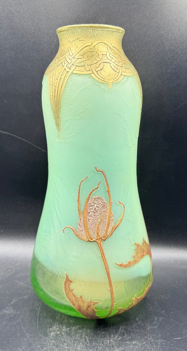 Montjoye  St Denis - Art Nouveau-era Vase Decorated With Thistles-photo-3