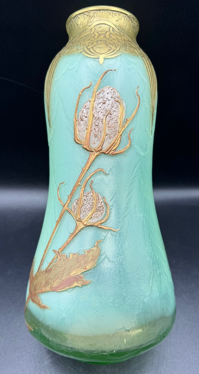 Montjoye  St Denis - Art Nouveau-era Vase Decorated With Thistles-photo-3