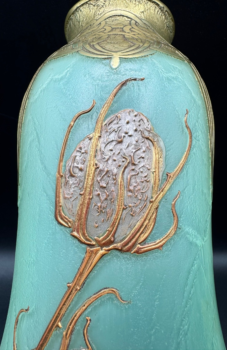 Montjoye  St Denis - Art Nouveau-era Vase Decorated With Thistles-photo-4