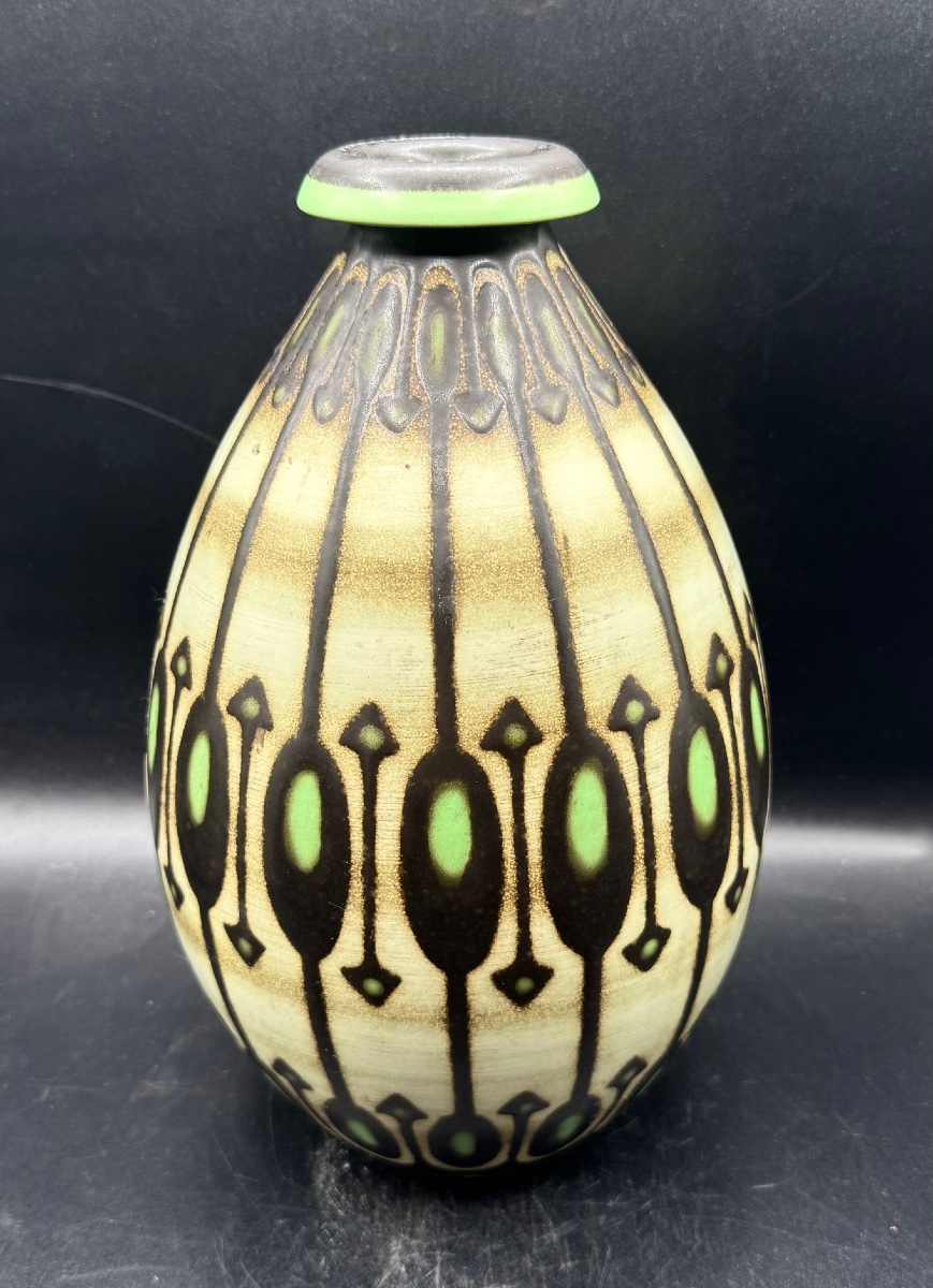 Charles CATTEAU - BOCH Frères KERAMIS - Vase africaniste Art Déco-photo-2