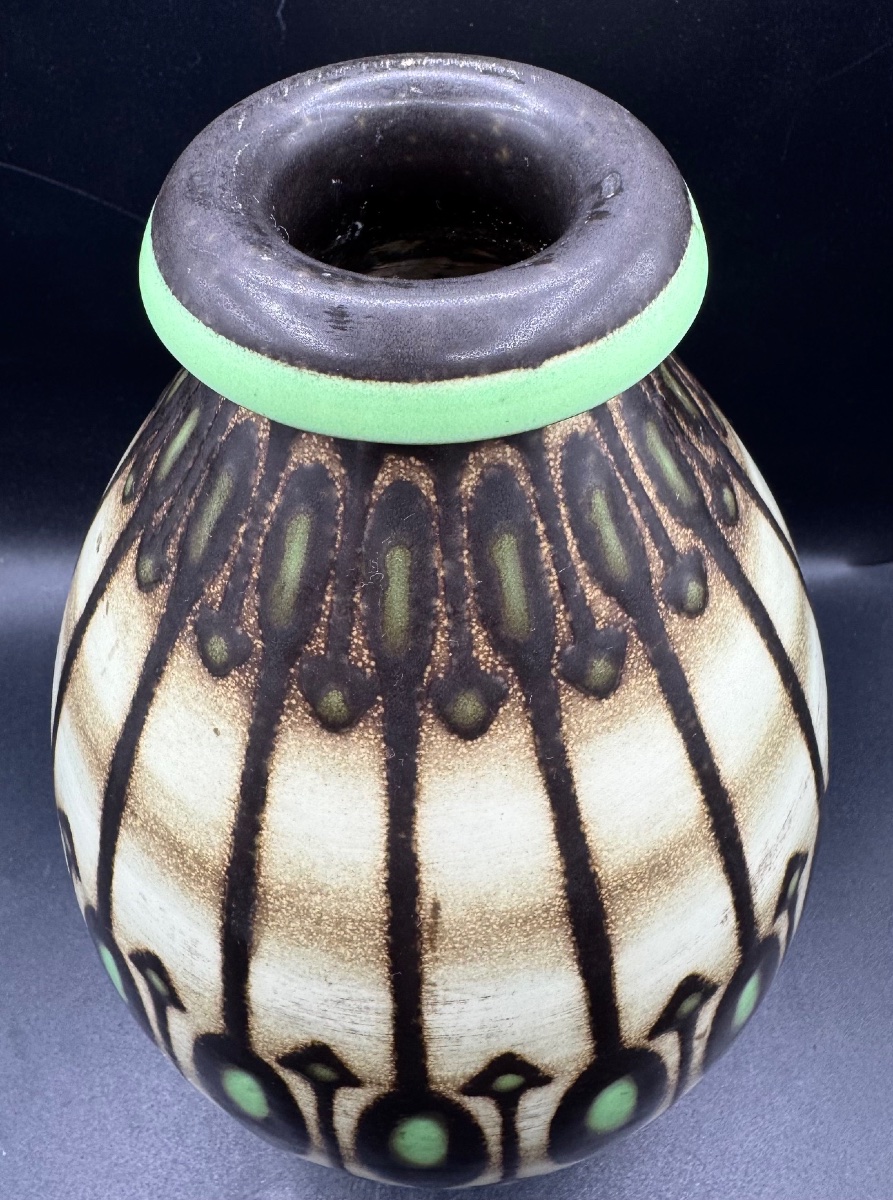 Charles CATTEAU - BOCH Frères KERAMIS - Vase africaniste Art Déco-photo-3
