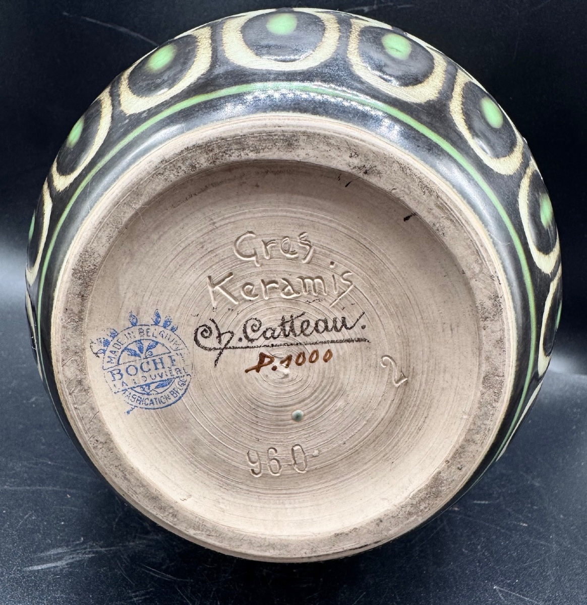 Charles CATTEAU - BOCH Frères KERAMIS - Vase africaniste Art Déco-photo-1