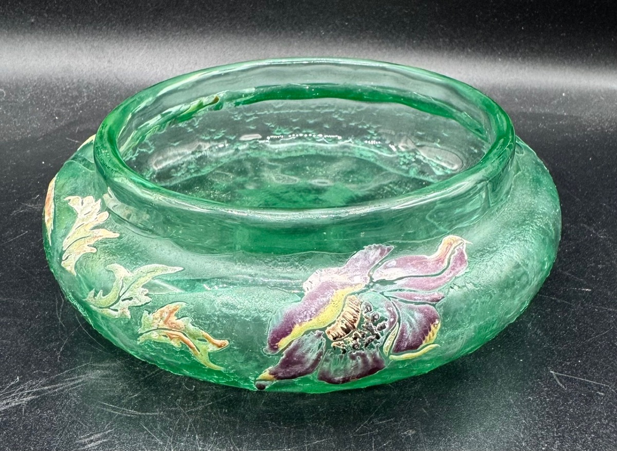 Émile GALLÉ Nancy - Coupe Art Nouveau dégagée à l'acide et émaillée - Vers 1890