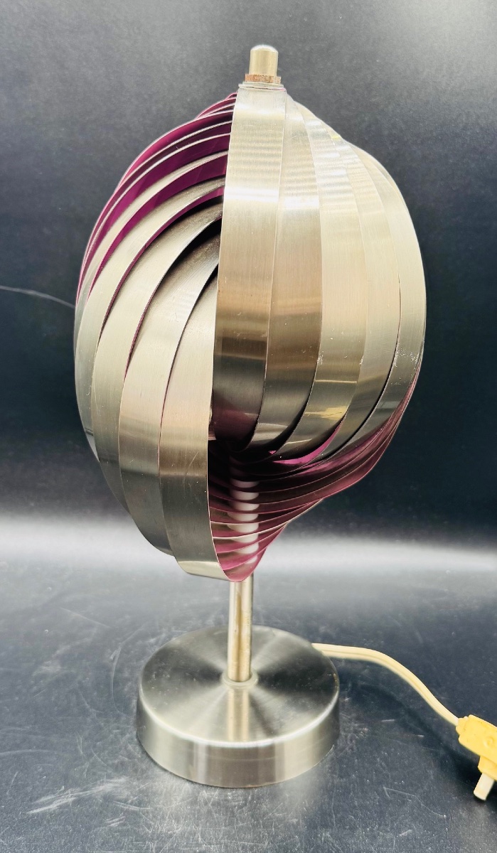 Henri Mathieu - Aluminum Snail Lamp, Purple Interior - 1950s–1960s-photo-4