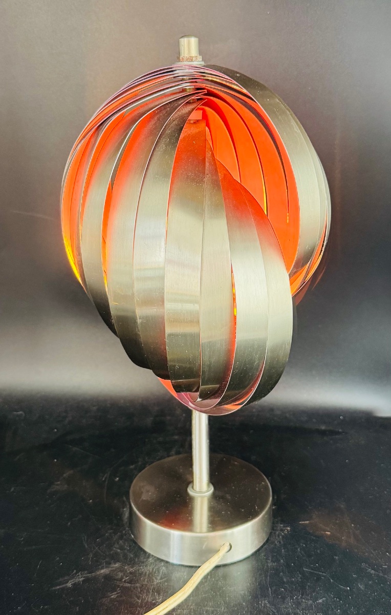 Henri Mathieu - Aluminum Snail Lamp, Purple Interior - 1950s–1960s-photo-2