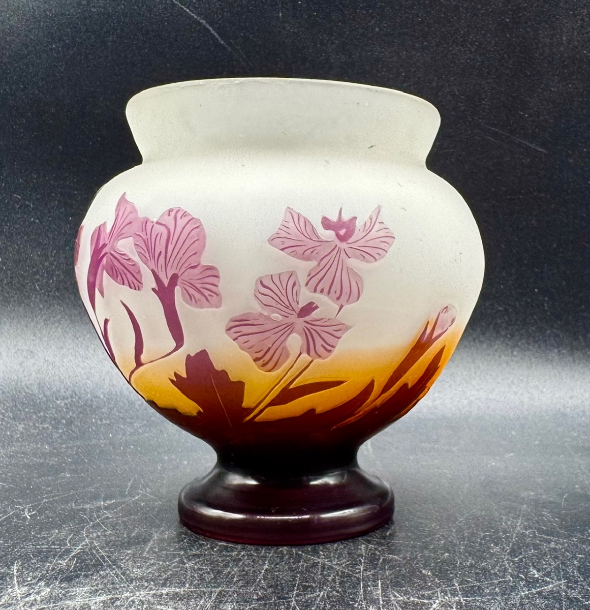 Emile Gallé - Small Art Nouveau Vase With Floral Design-photo-2