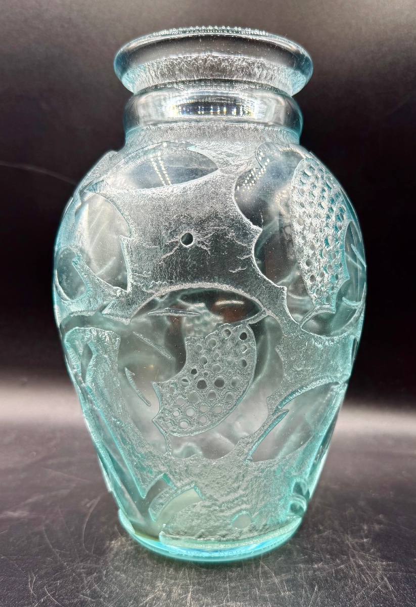 DAUM NANCY FRANCE - Vase d'époque Art Déco - Décor floral dégagé à l'acide - Vers 1925-photo-3