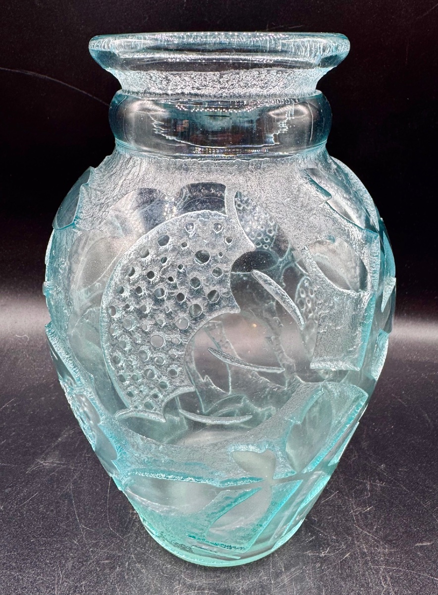 DAUM NANCY FRANCE - Vase d'époque Art Déco - Décor floral dégagé à l'acide - Vers 1925-photo-4