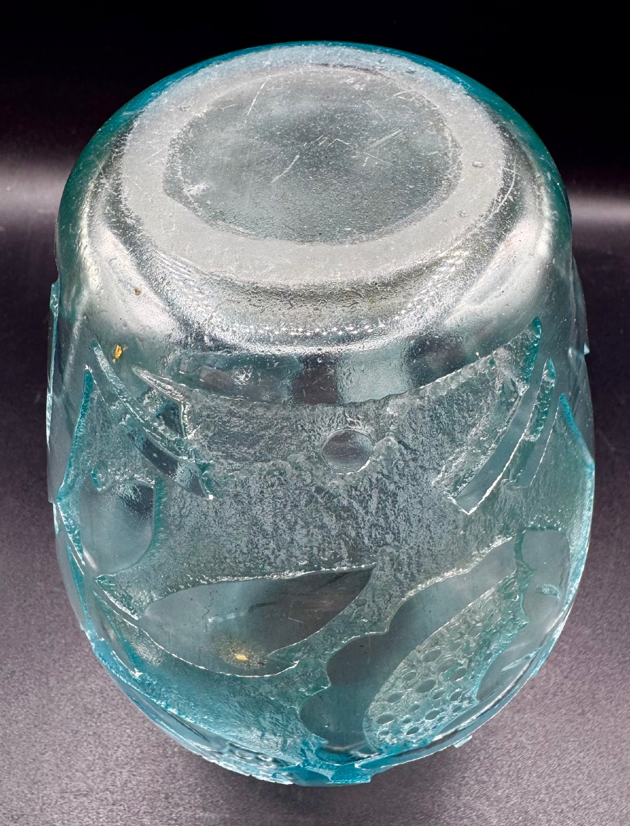 DAUM NANCY FRANCE - Vase d'époque Art Déco - Décor floral dégagé à l'acide - Vers 1925-photo-3