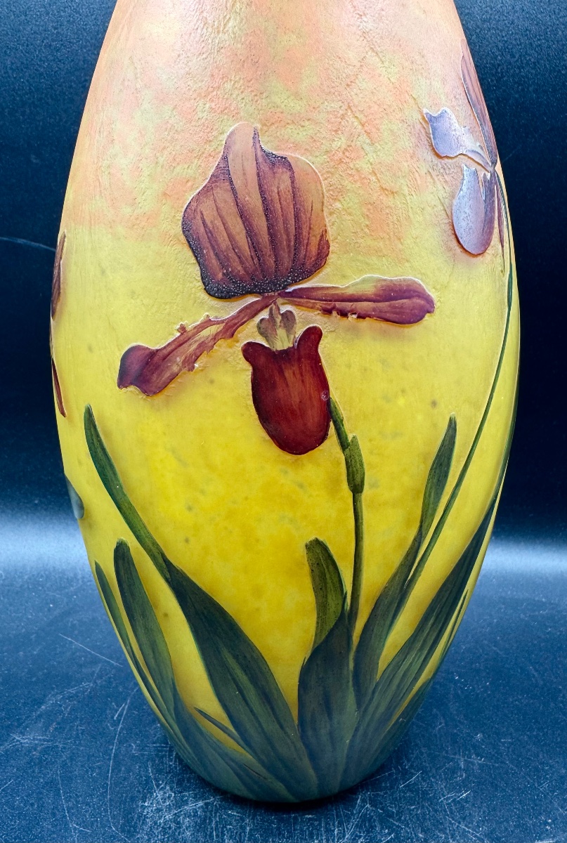 MULLER FRÈRES LUNEVILLE - Vase d'époque Art Nouveau à décor d'iris-photo-4