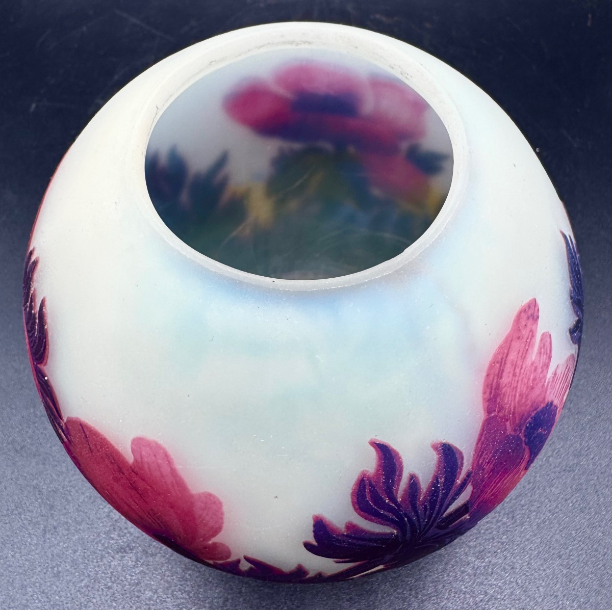 MULLER FRÈRES LUNEVILLE - Vase boule à décor de coquelicots - Époque Art Déco-photo-1