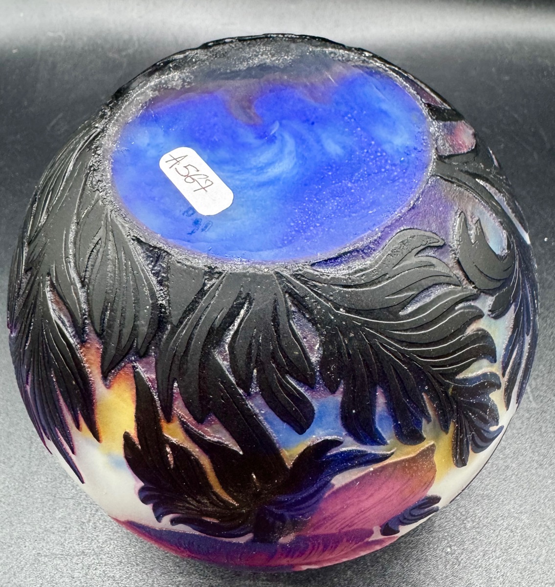 MULLER FRÈRES LUNEVILLE - Vase boule à décor de coquelicots - Époque Art Déco-photo-6