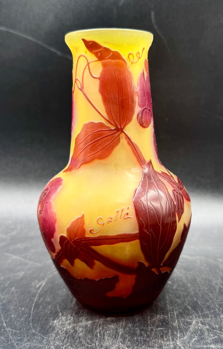 Emile Gallé Nancy - Rare vase à décor de pois de senteur-photo-4
