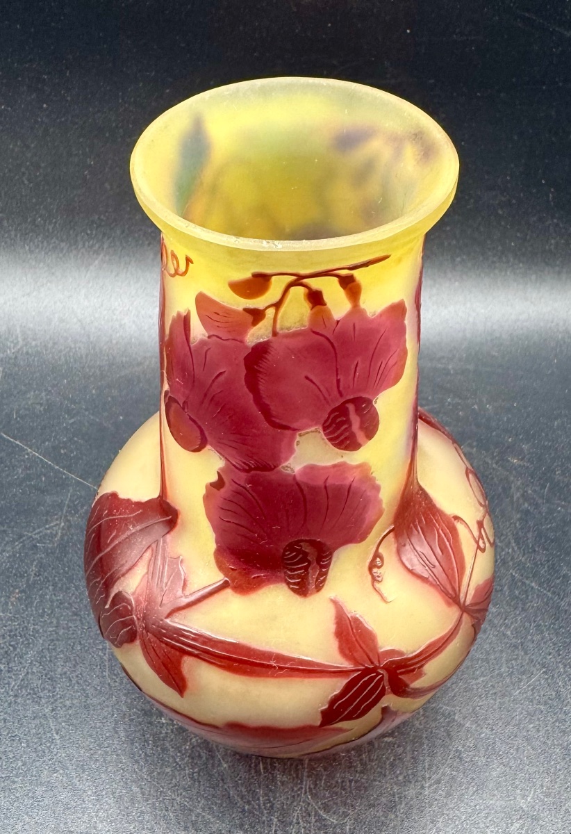Emile Gallé Nancy - Rare vase à décor de pois de senteur-photo-2