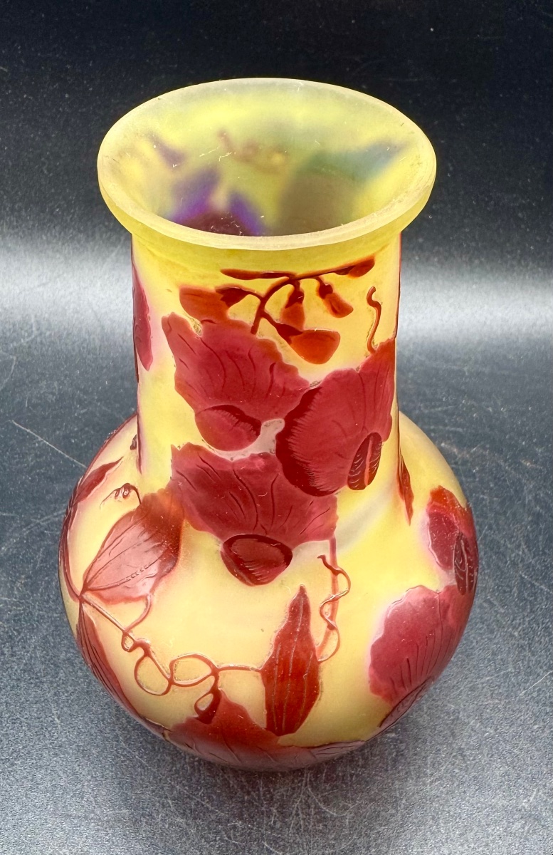 Emile Gallé Nancy - Rare vase à décor de pois de senteur-photo-3