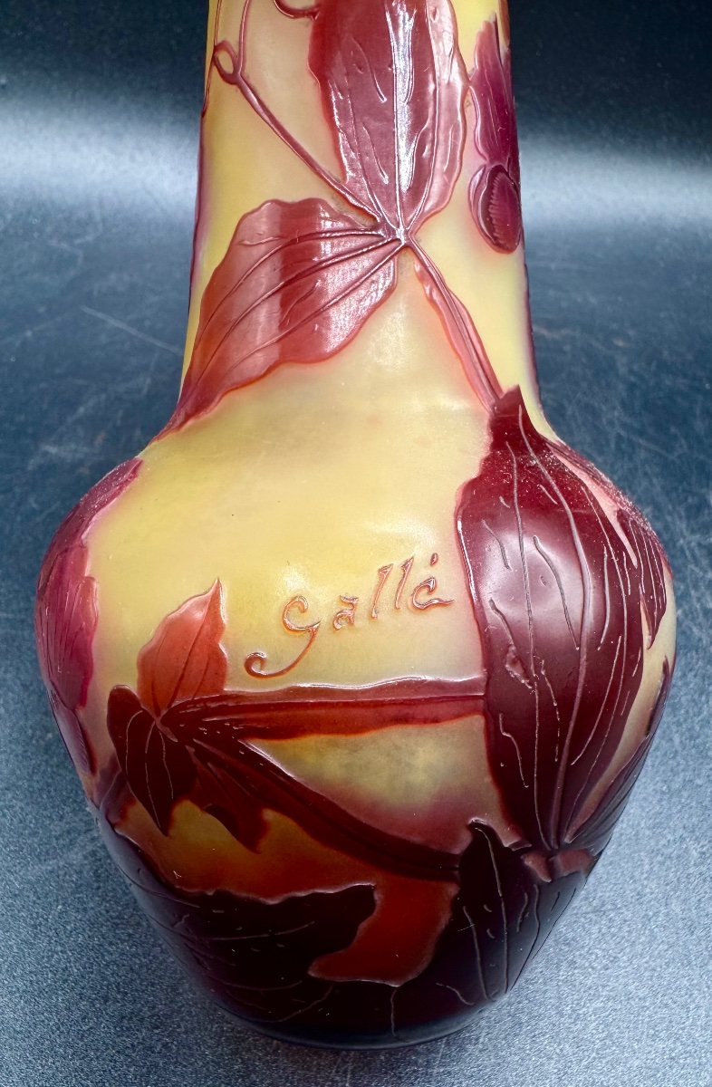 Emile Gallé Nancy - Rare vase à décor de pois de senteur-photo-4