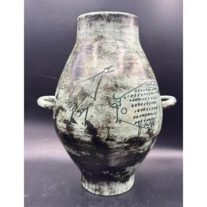 Jacques BLIN - Vase céramique scarifiée