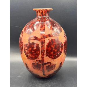 Charles Schneider - Le Verre Français - Vase With Chestnut Design