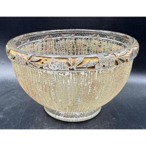 DAUM NANCY FRANCE - Coupe en verre givré et patiné - époque Art Déco