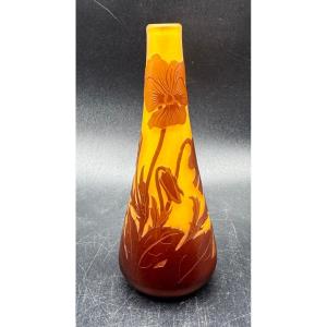 Émile GALLÉ Nancy - Petit vase soliflore à décor floral - époque Art Nouveau