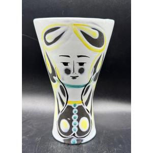 Roger CAPRON Vallauris - Vase buste de jeune fille - Céramique design 1950