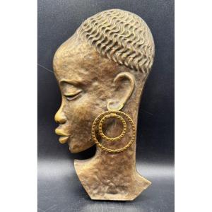 Sculpture Bronze - bas relief - Africaine - style Hagenauer