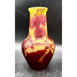 Emile Gallé, Nancy - Rare Vase Decorated With Sweet Peas