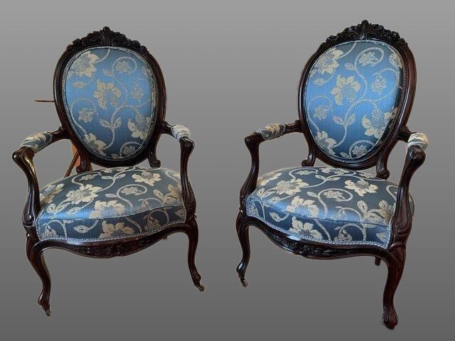 Pair Of Rosewood Armchairs-photo-2