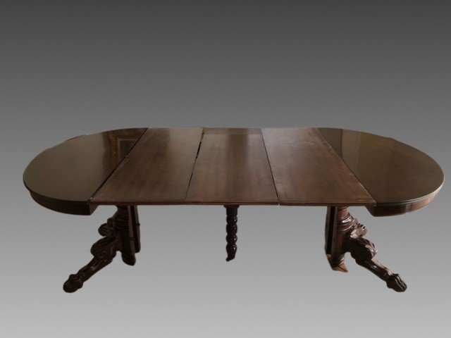 Table a rallonges avec pied central-photo-4