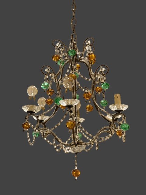 Chandelier With Colored Glass-photo-2