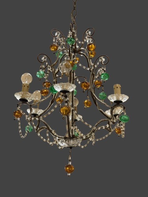 Chandelier With Colored Glass