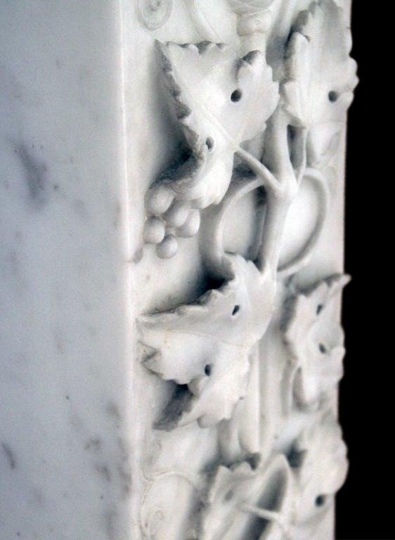 Important Fireplace In White Carrara Marble-photo-6