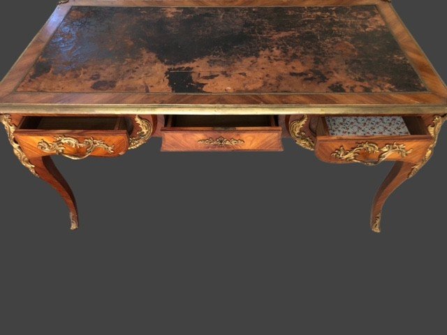 Bureau à Six Tiroirs Et Bronze Doré-photo-5