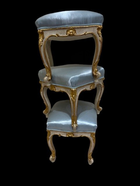 Three Lacquered And Gilt Stools-photo-3
