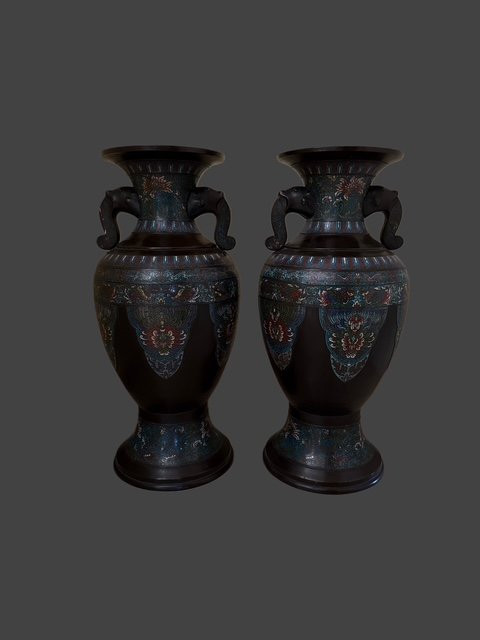 Pair Of Enameled Vases-photo-4