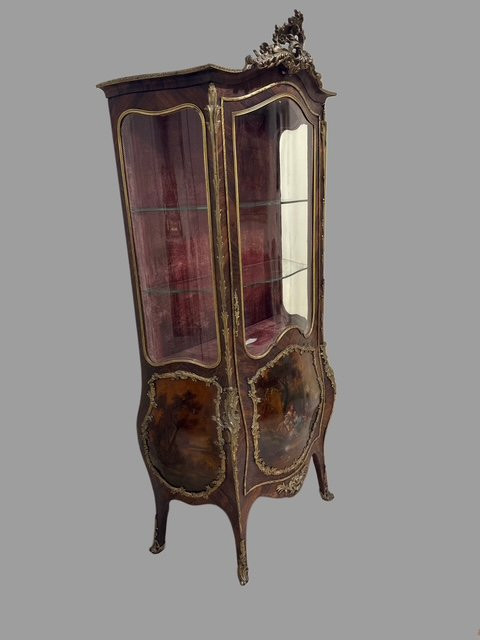 Painted Display Cabinet Vernis Martin With Gilt Bronzes-photo-2