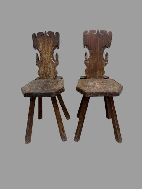 Paire de chaises en noyer-photo-7